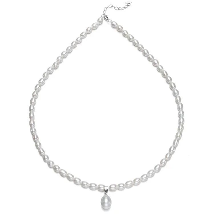 DMCL2307 Collier élégant de perle naturel en argent 925