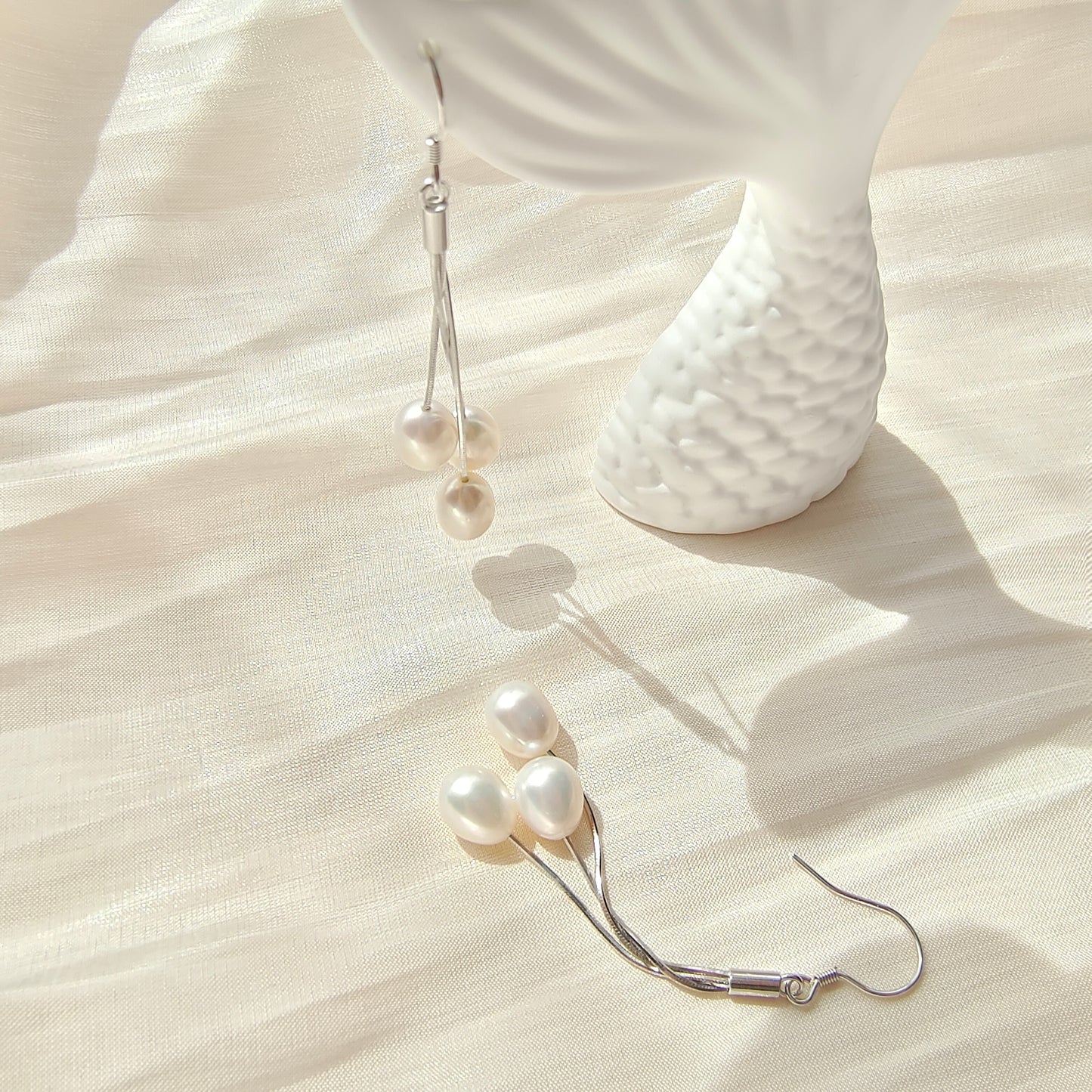 DMEM2302 Parure collier boucles d'oreilles 3 gouttes de perle d'eau douce