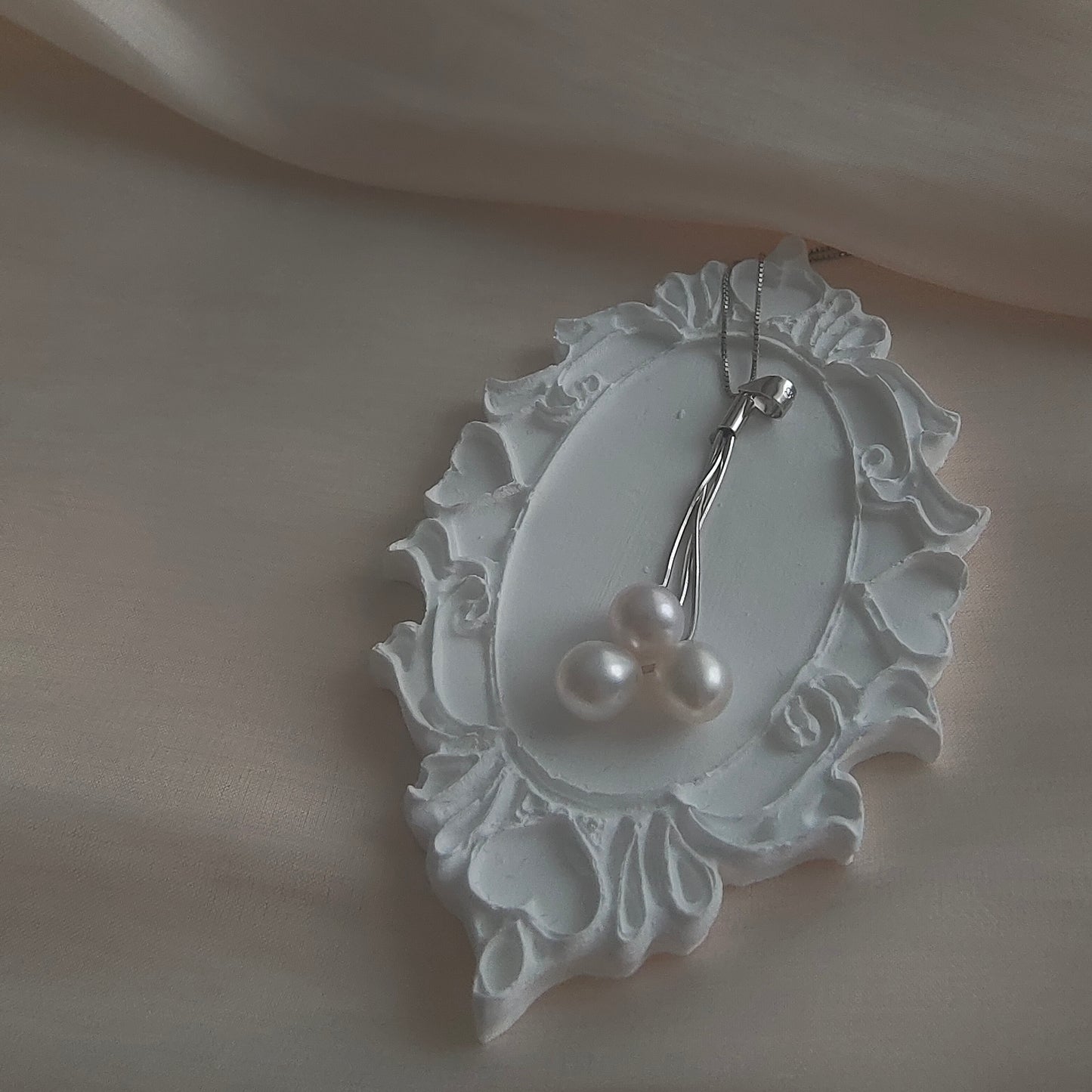 DMEM2302 Parure collier boucles d'oreilles 3 gouttes de perle d'eau douce