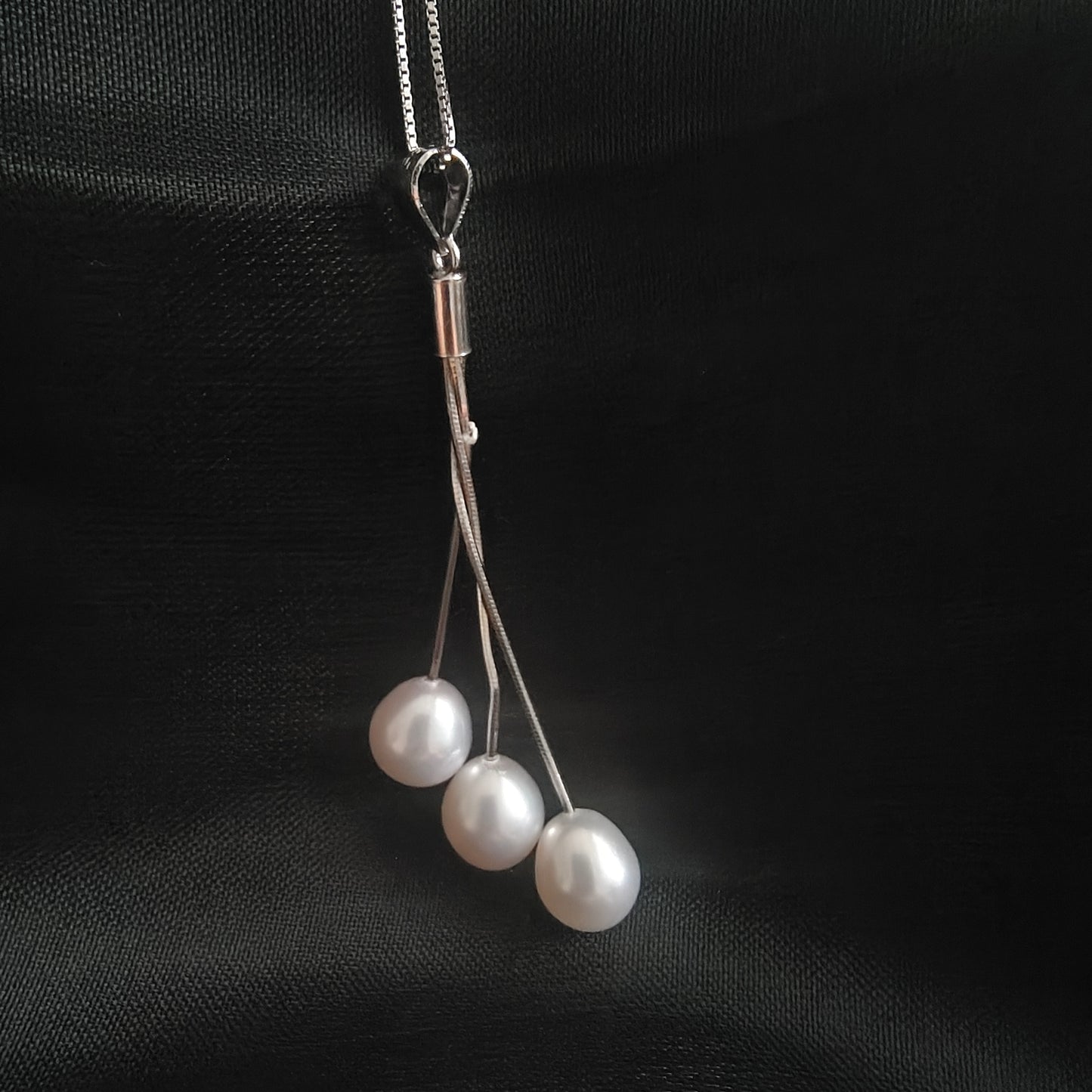 DMEM2302 Parure collier boucles d'oreilles 3 gouttes de perle d'eau douce