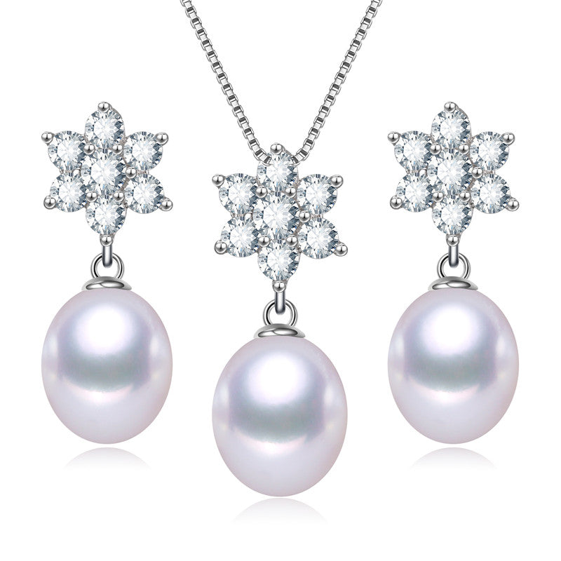 DMEM2303 Parure collier boucles d'oreilles à la forme de flocon de neige