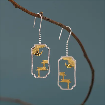 RABO2303 Boucles d'oreilles artisanales « Printemps asiatique »