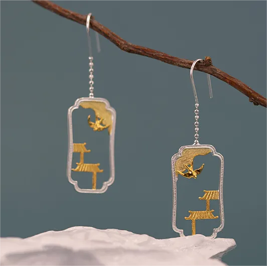 RABO2303 Boucles d'oreilles artisanales « Printemps asiatique »