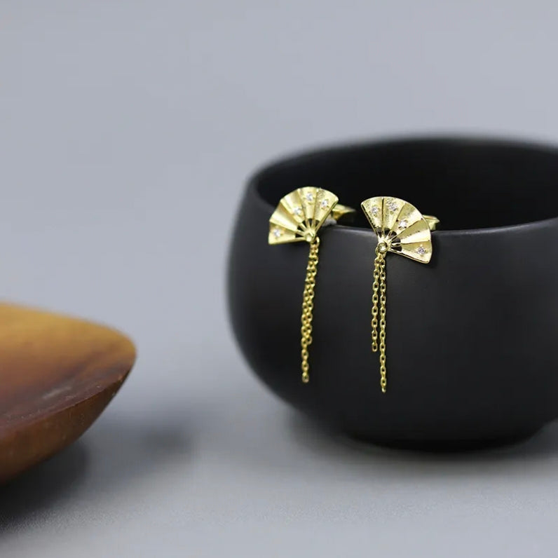 RABO2304 Boucles d'oreilles en forme d'éventail