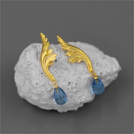 RABO2306 Boucles d'oreilles en forme de feuille 3D