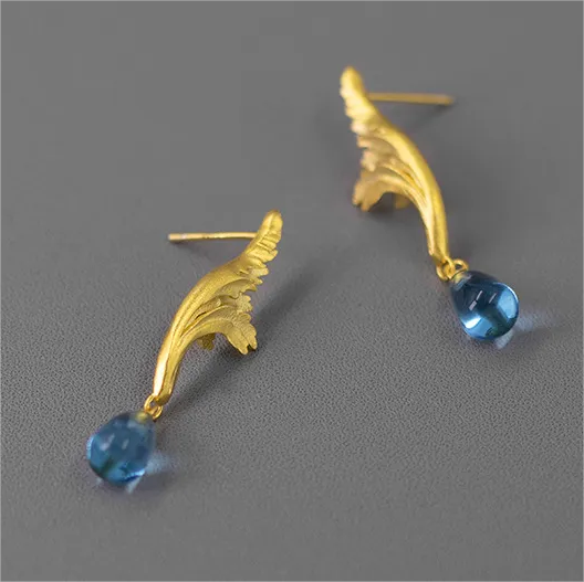 RABO2306 Boucles d'oreilles en forme de feuille 3D