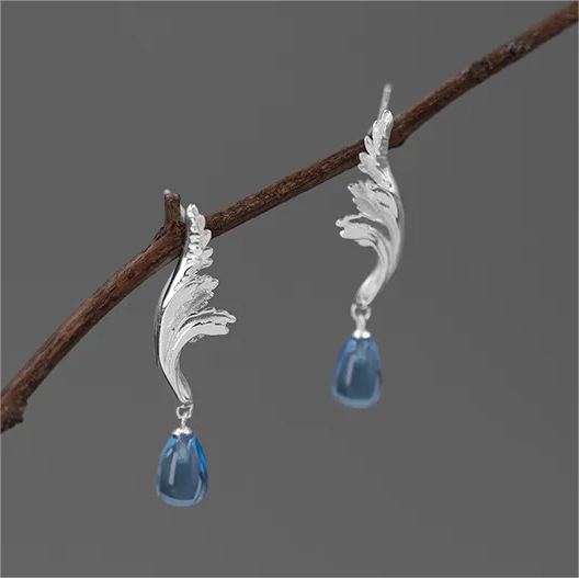 RABO2306 Boucles d'oreilles en forme de feuille 3D