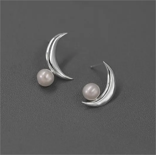 RABO2307 Boucles d'oreilles en forme de lune
