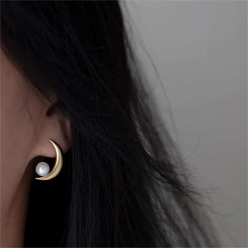 RABO2307 Boucles d'oreilles en forme de lune