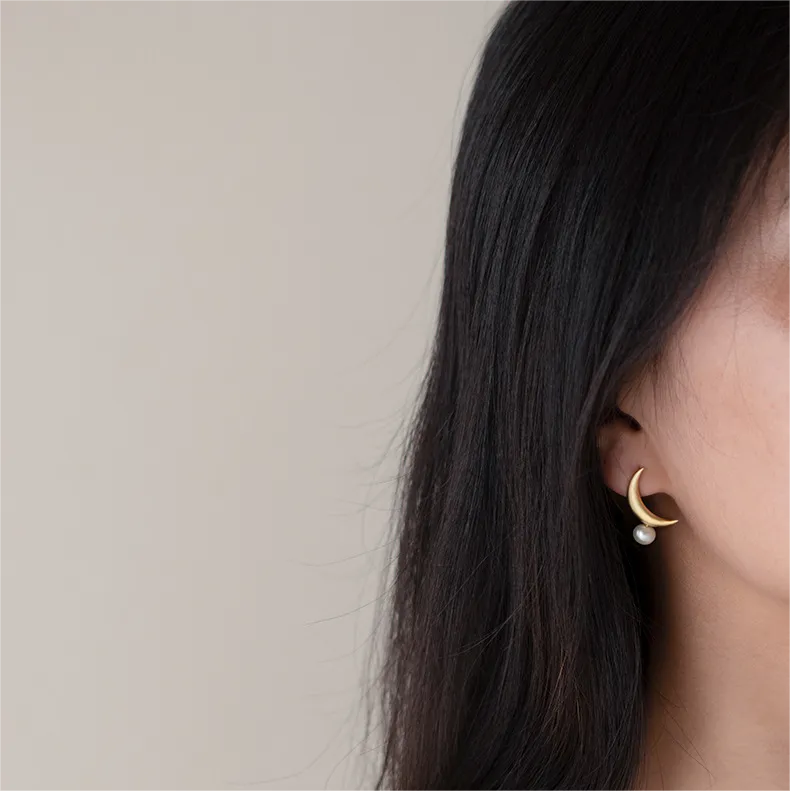 RABO2307 Boucles d'oreilles en forme de lune