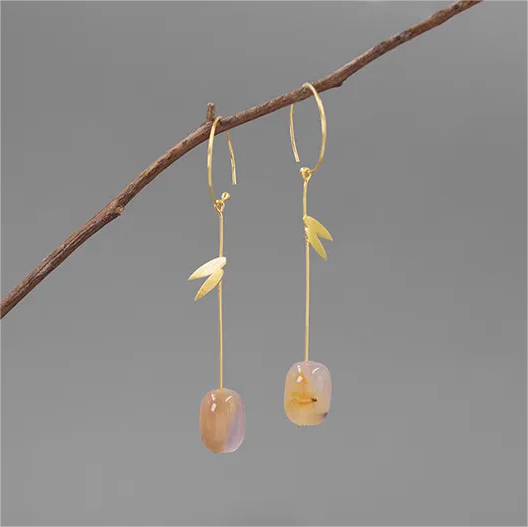 RABO2308 Boucles d'oreilles artisanales « Jardin asiatique »