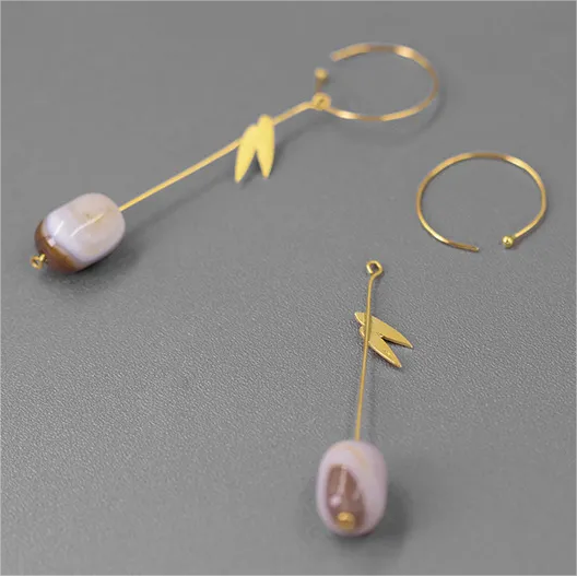RABO2308 Boucles d'oreilles artisanales « Jardin asiatique »