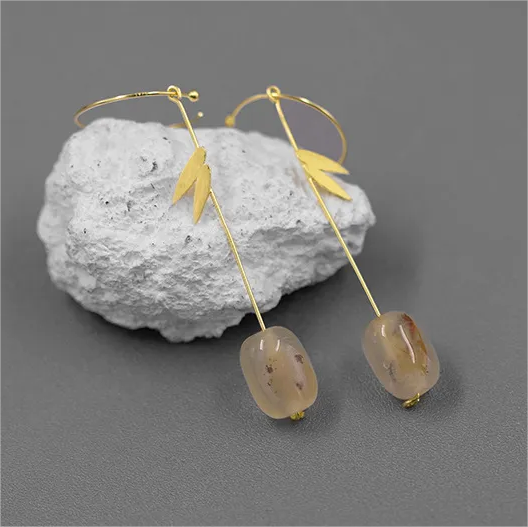 RABO2308 Boucles d'oreilles artisanales « Jardin asiatique »