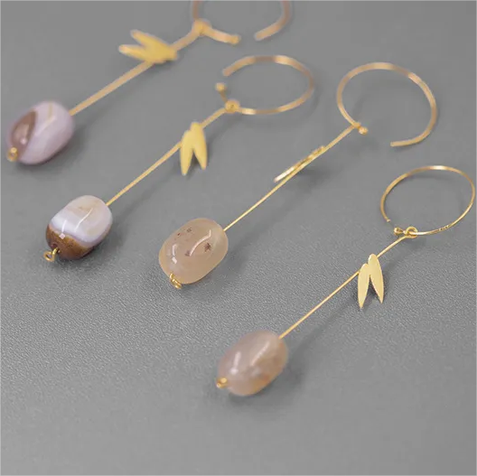 RABO2308 Boucles d'oreilles artisanales « Jardin asiatique »