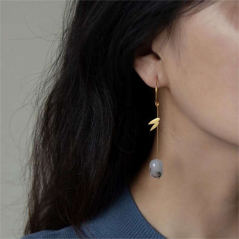 RABO2308 Boucles d'oreilles artisanales « Jardin asiatique »