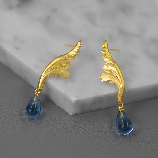 RABO2306 Boucles d'oreilles en forme de feuille 3D