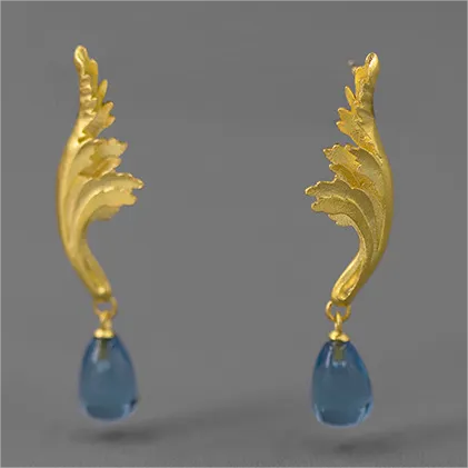 RABO2306 Boucles d'oreilles en forme de feuille 3D