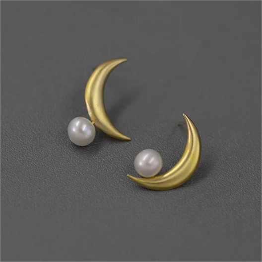 RABO2307 Boucles d'oreilles en forme de lune